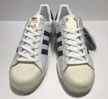 未使用!! デッド!! 2017製 adidas アディダス BZ0145 SUPER STAR 80S WHITE TRACE BLUE スーパースター 28.5cm US 10.5 正規品 天然皮革_画像3