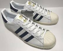 未使用!! デッド!! 2017製 adidas アディダス BZ0145 SUPER STAR 80S WHITE TRACE BLUE スーパースター 28.5cm US 10.5 正規品 天然皮革_画像1