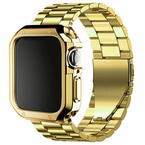 [ high quality ]Apple Watch iWatch metallic belt + case set Gold band strap series 8 7 6 5 4 3 2 1 SE 38mm-45mm