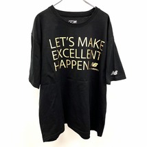 NB NEW BALANCE ニューバランス 3L 2XL XXL メンズ Tシャツ 英字 『LET'S MAKE EXCELLENT HAPPEN』 半袖 綿100% ブラック×ゴールド 黒_画像1