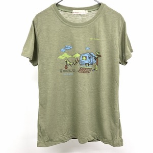 Foxfire フォックスファイヤー L レディース Tシャツ アウトドア プリント ギター キャンピングカー 半袖 日本製 ポリ100% ヘザーグリーン