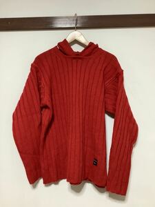 や1089 23区HOMME ニット ウールセーター L レッド リブ編み 2way