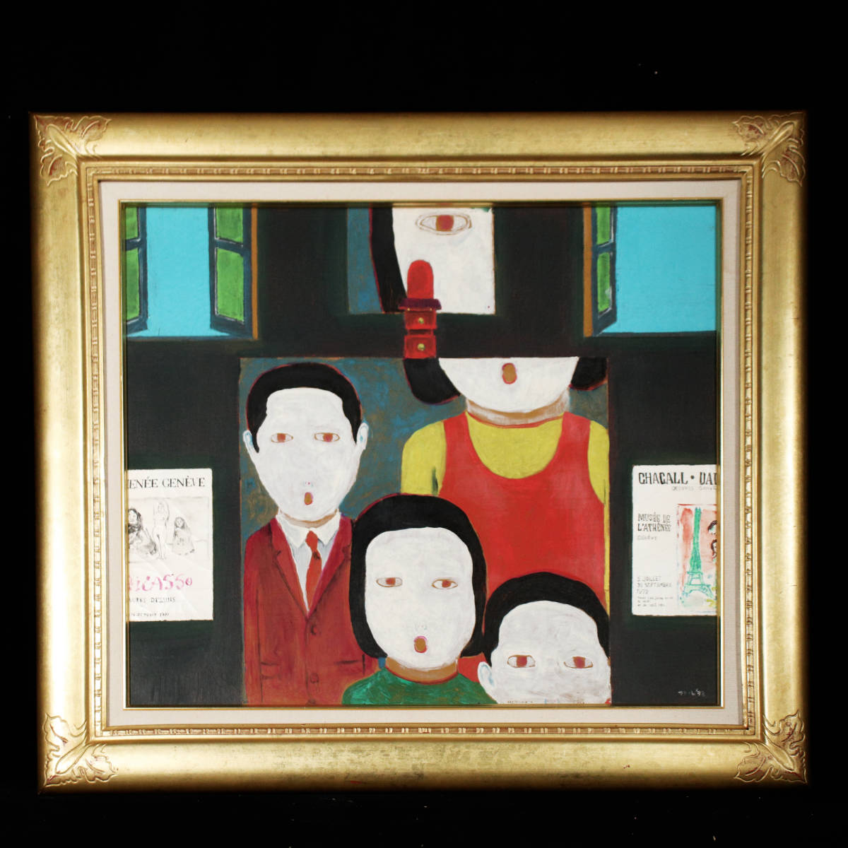 真作】☆絵画☆井上悟 油彩8号 ひととかげ サエグサ画廊取扱い☆U60