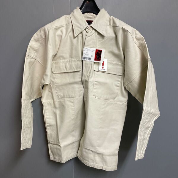 鳶 カセヤマ 手甲シャツ 【バックサテン】 上着のみ 88-61 TOBI 鳶装束 size L アイボリー