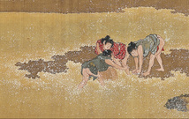 葛飾北斎　肉質画　潮干狩り　56ｘ36ｃｍ　ポスター 複製 ◆新版画　小原古邨　川瀬巴水　北斎　歌麿　土屋光逸　吉田博　月岡芳年　_画像4