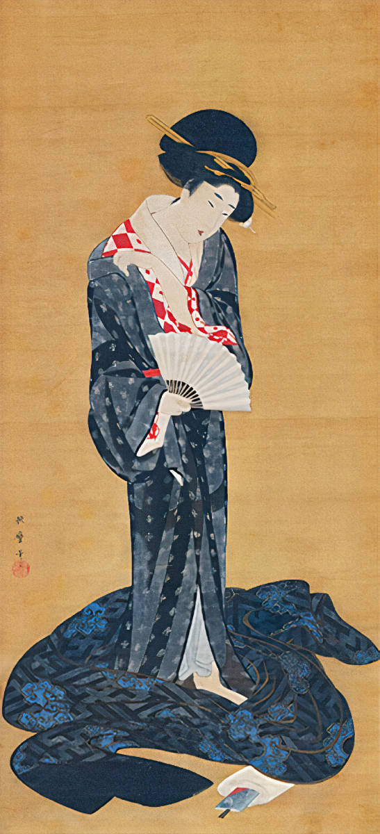 値下げ レア品 吉田昭夫 美人版画 羞じらい プリント セーラー服 羞