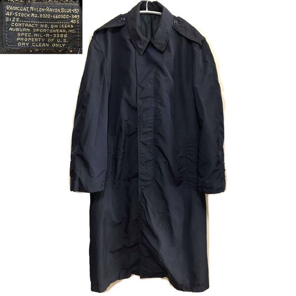 50s U.S.A.F レインコート 紺 40S ビンテージ MIL-R-3386 /軍 空軍 エアフォース アーミー ミリタリー ステンカラー トレンチ ネイビー 60s