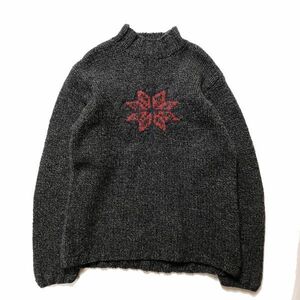 00's Timberland high‐necked wool hand knitted sweater (L) gray series 00 period old tag Old 2004 year Timberland