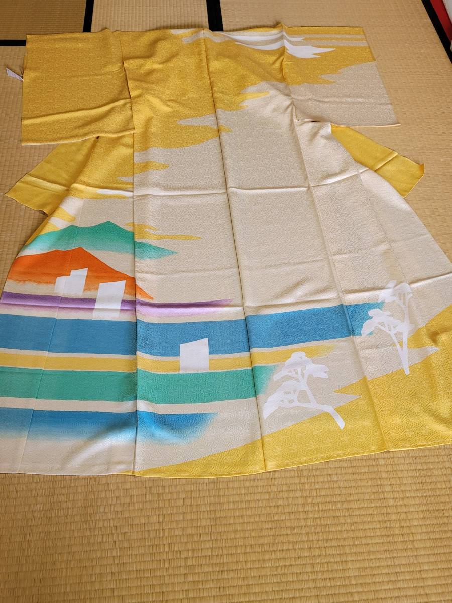 Precio súper bajo, hecho por Kyoto Komatsuya, nuevo, venta de liquidación, Kimono formal de seda de primera calidad con patrón yuzen pintado a mano ☆ Confección incluida ④, kimono de mujer, kimono, vestido de visita, Sin medida