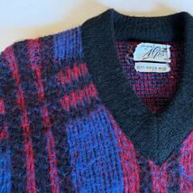 60s Alps PLAID WOOL SWEATER ヴィンテージ ビンテージ チェックセーター ウールセーター MOHAIR モヘア グランジ 50s GRUNGE_画像6