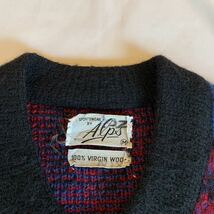 60s Alps PLAID WOOL SWEATER ヴィンテージ ビンテージ チェックセーター ウールセーター MOHAIR モヘア グランジ 50s GRUNGE_画像4