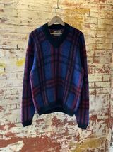 60s Alps PLAID WOOL SWEATER ヴィンテージ ビンテージ チェックセーター ウールセーター MOHAIR モヘア グランジ 50s GRUNGE_画像1