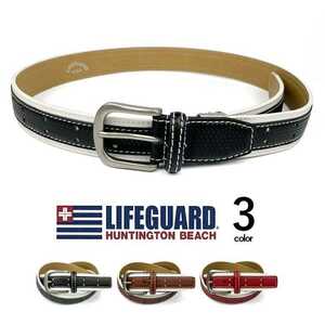 全3色 LIFEGUARD U.S.A.ライフガード リアルレザー バイカラーベルト