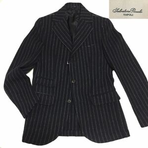 [ обычная цена 16 десять тысяч иен ]*Salvatore Piccolo Salvatore пикколо * tailored jacket Италия na поли темно-синий полоса 44 новый товар не использовался 
