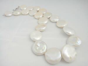  sharing equipped Celeb * natural stone * top class maximum 22mm coin pearl gradation necklace *128