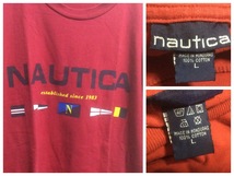 90s ノーティカ NAUTICA プリントTシャツ Ｌ レッド vintage セーリング ヨット_画像3