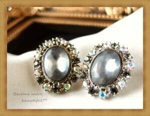 z* Vintage * shines Aurora biju- oval earrings 190.