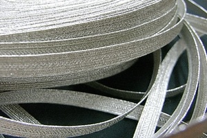 ◆銀糸縞織　6ミリ幅　2メーター分◆新品◆