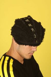 ハンチング帽子ブラック金漢字クラッシュデザイン和風和柄完全オリジナル