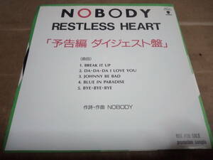 NOBODY　RESTLESS HEART 「予告編 ダイジェスト盤」　ソノシート