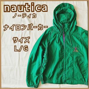 現品限り 古着 used nautica ノーティカ ナイロンパーカー アウター サイズL/G グリーン パープル アメカジ アウトドア