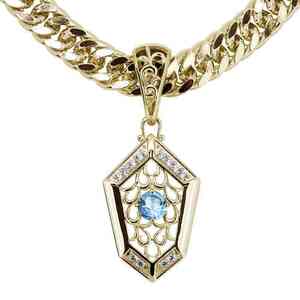  necklace men's birthstone 11 month 10 gold 10k blue topaz pendant futoshi . flat man Tang .