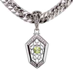  flat necklace silver men's peridot pendant Tang . birthstone 8 month flat chain SV925