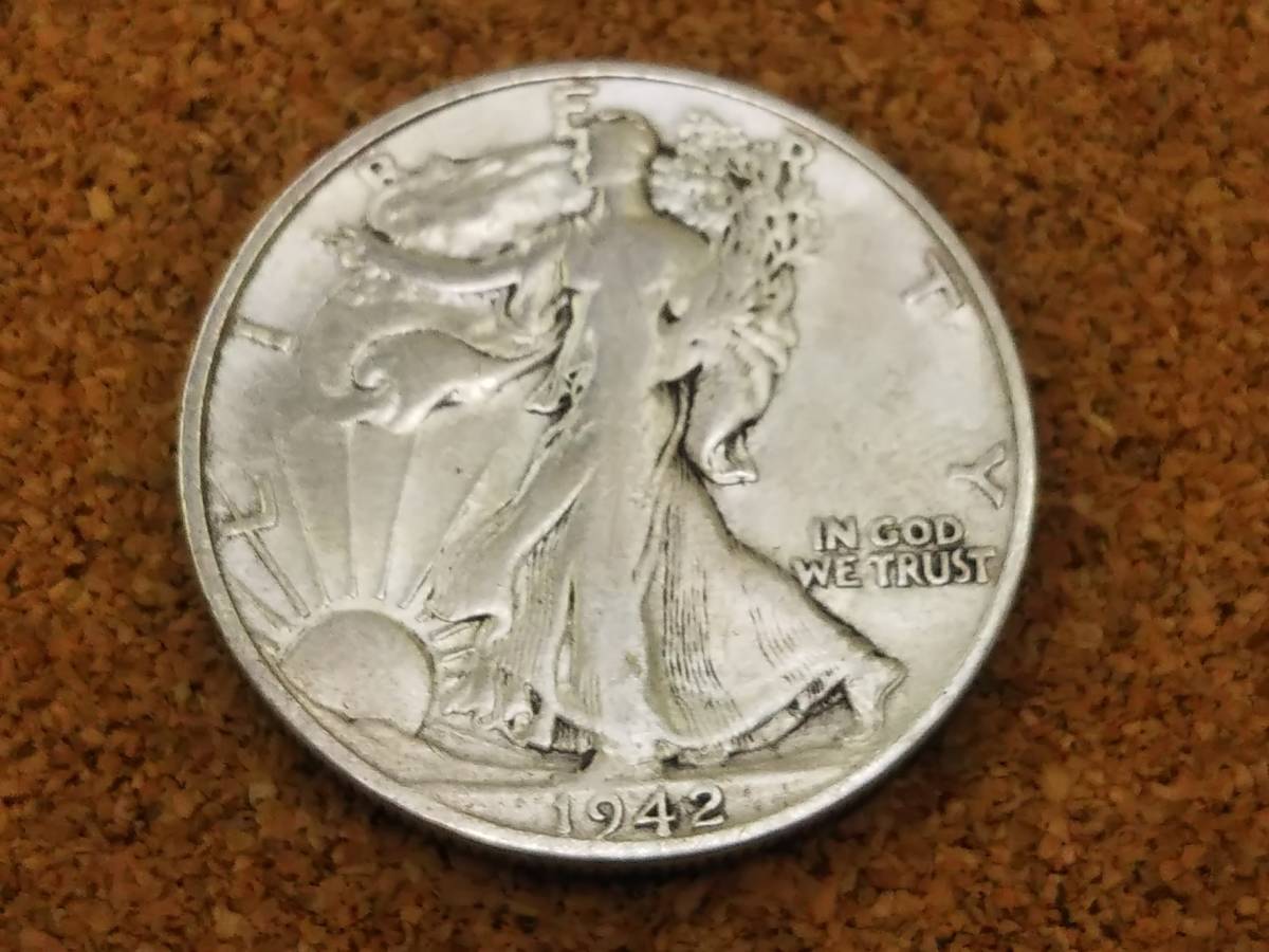 高質 アメリカ ハクトウワシ ハーフダラー硬貨 1942年 旧貨幣/金貨