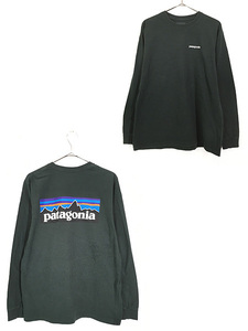 古着 16s Patagonia フィッツロイ プリント 長袖 Tシャツ ロンT 黒 S 古着