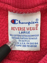 古着 90s USA製 Champion Reverse Weave 青目 ワンポイント リバース スウェット ピンク L 古着_画像8