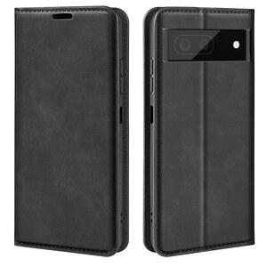 ブラック Google Pixel 7 手帳型 スマホケース PUレザー マグネット内蔵 ピクセル セブン 保護ケース Leather Case カード収納 スタンド機