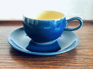 イギリス・デンビー　ブルーのカップ＆ソーサー１客　DENBY/ストーンウェア/333-３
