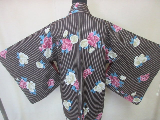 着物 黒 羽織り 道中着 正絹 未使用しつけ付き 美品 桜染め刺繍 紋無し