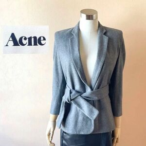 上質/美品★Acne アクネ★ハンサムジャケット 美シルエット ベルトリボン付き　卒業式