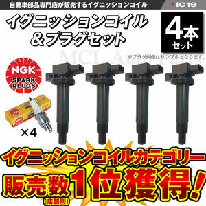 カローラスパシオ NZE121N イグニッションコイル＆NGK製 標準プラグ スパークプラグ 各4本セット NGK品番：BKR5EYA11 ic19ng18【対象品】