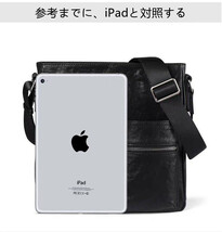本革 メンズ ショルダーバッグ 斜め掛け ビジネスバッグ iPad対応 PC収納 大容量 肩掛け鞄 カジュアルバッグ 通勤通学 ブラック_画像9