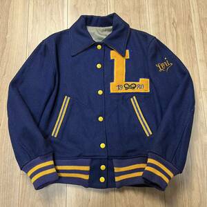 [ cheap ]80s Vintage MINUTE MAN stadium jumper stadium jumper navy blue color × yellow color jacket blouson lady's Vintage R-3925