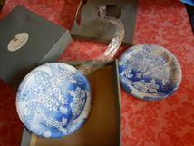 箱入23010706 Leben Table WARE SUN-CERAX ピエロセット 二枚組　ツル付 大皿　23.H4cmh2cm未使用　昭和レトロ　日本製_画像1