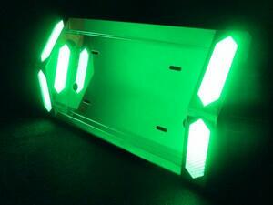 中型ナンバー枠　LEDテープ式 とんがり　グリーン（緑）　24V
