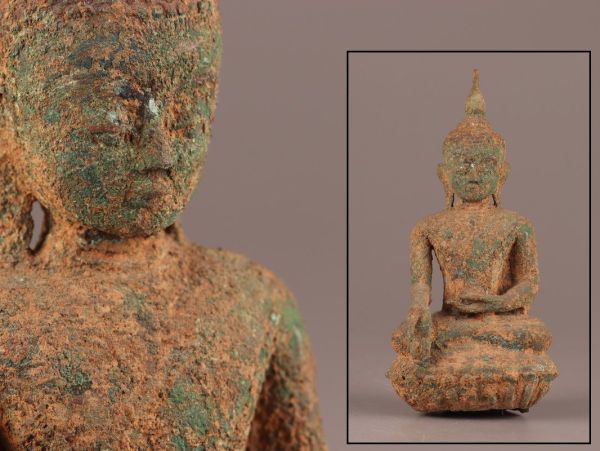 銅器 東南アジアの仏面 掛仏 時代物 チベット？ 仏教美術 仏像 骨董品