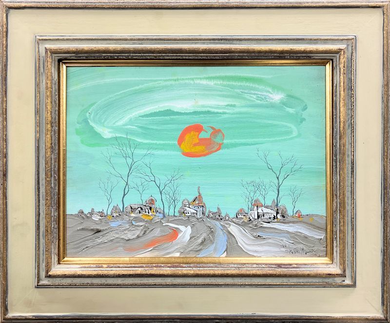 SALE/58%OFF】 曳野豊重 パリ-交外風景 油彩 絵画 額入り 現代美術家