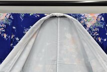 【桜庭呉服店】小紋 着物 青色 花 流水文 可愛い 身丈154cm 裄丈63cm　★ kb-2933_画像10