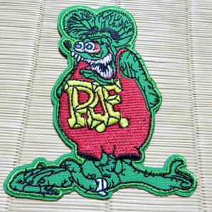 緑赤RF◆新品 ラットフィンク　USアメリカRat Fink☆ホットロッドキャラクター刺繍ワッペン◆アメリカ アニキャラ■ 洋服・衣類・衣服DIY■