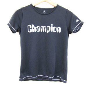 チャンピオン 半袖Tシャツ ロゴT ラウンドネック トップス スポーツウェア レディース Mサイズ ブラック Champion