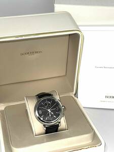 [ beautiful goods ] Boucheron WA021302 epi .-ru chronograph BOUCHERON black face wristwatch men's reverse side ske