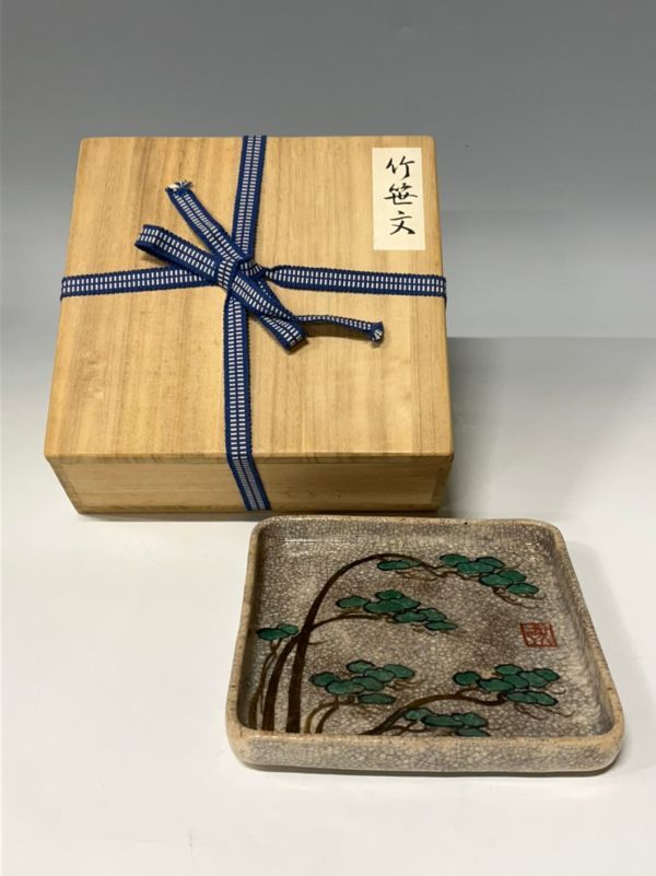 60%OFF e2228 色絵 乾山 乾山 時代 角皿 色絵 小皿 e2228 合わせ箱