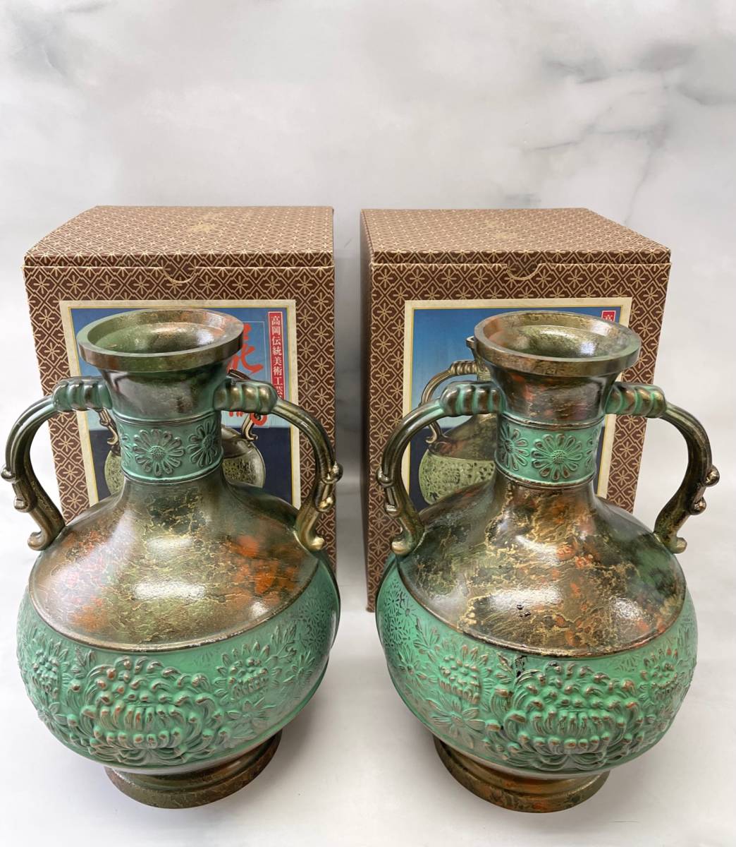 ☆ 鶴の彫刻壺 花器 骨董 銅製壺 アンティーク 銅器壺 その他 純正品