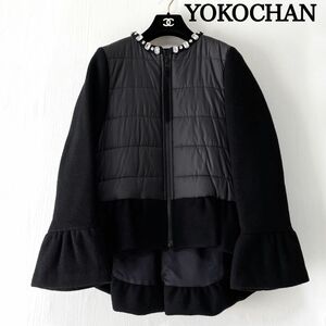 19AW YOKO CHAN　ヨーコチャン　Short Warm Coat ビジュー　黒　コート