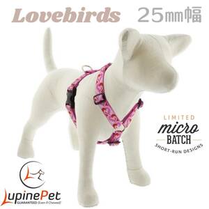 LUPINEハーネス【ラブバード柄25mm幅】Lサイズ胴回り50～81ｃｍ　ローマンハーネス ルパイン　アメリカ製　Lovebirds