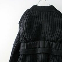 定価15.4万 2022AW sacai サカイ 22-06408 ウールニットカーディガン 1/ブラック ロング エルボーパッチ【2400013222938】_画像7